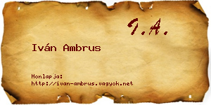 Iván Ambrus névjegykártya